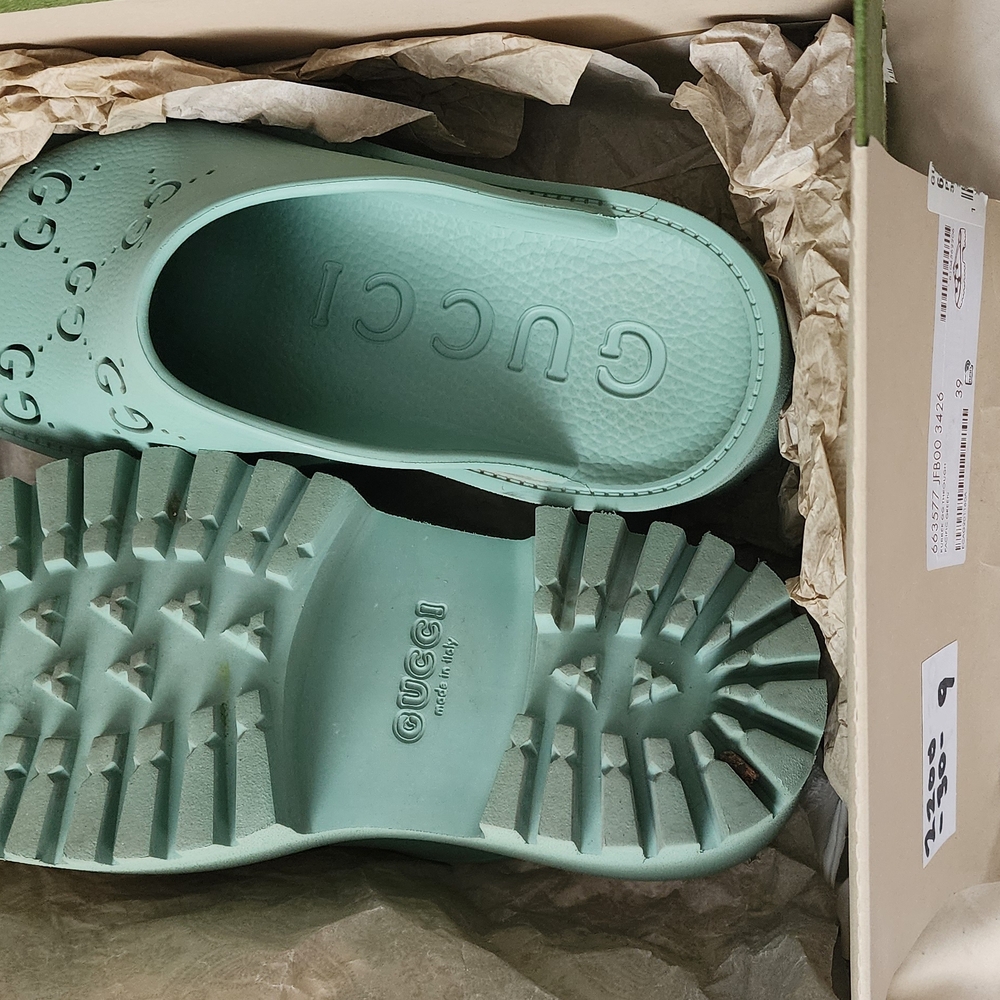 Gucci Mint Green Rubber Slides
